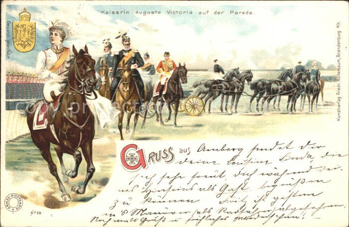 Adel Preussen Kaiserin Auguste Victoria Wilhelm II. Parade Litho