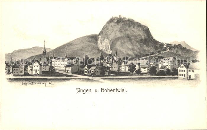 FELLE Eugen (1869-1934) Kuenstlerkarte Singen und Hohentwiel