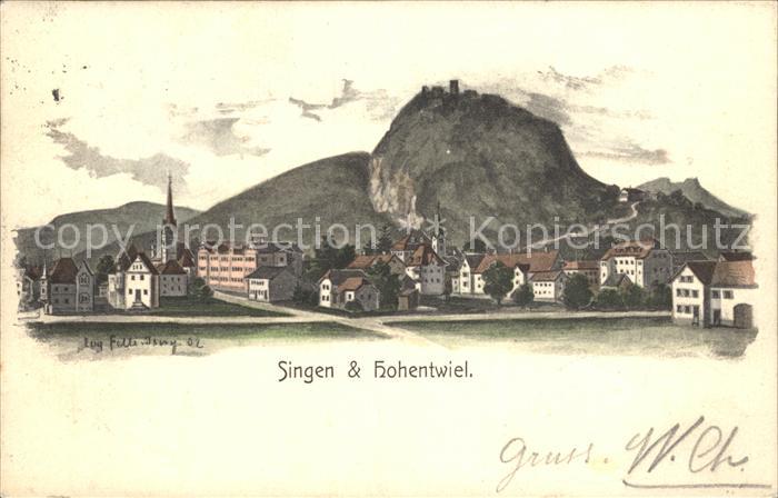 FELLE Eugen (1869-1934) Kuenstlerkarte Singen und Hohentwiel