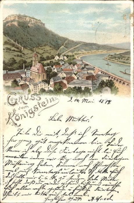 Verlag Hagelberg W. Nr. 36905 Koenigstein Litho