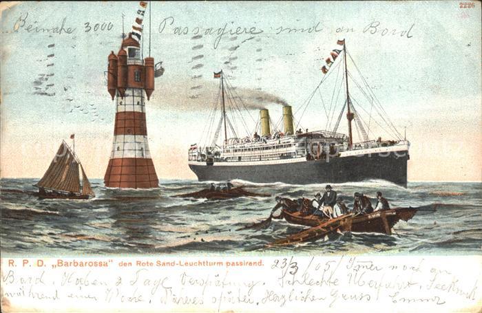 Dampfer Oceanliner R.P.D. Barbarossa Roter-Sand-Leuchtturm