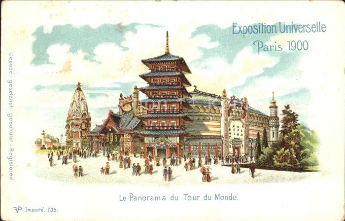 Exposition Universelle Paris 1900 Panorama du Tour du Monde Litho