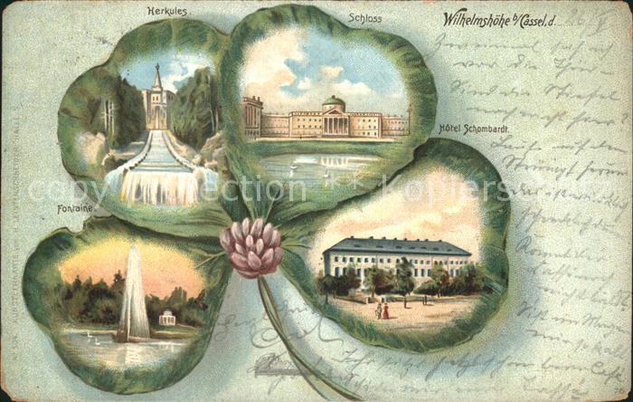 Kleeblatt-Litho Wilhelmshöhe Herkules Schloss Fontaine