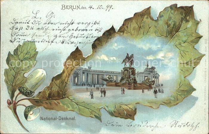 Eichenblatt-Litho Berlin National-Denkmal Litho