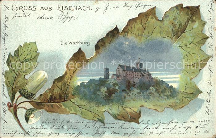Eichenblatt-Litho Eisenach Wartburg Litho