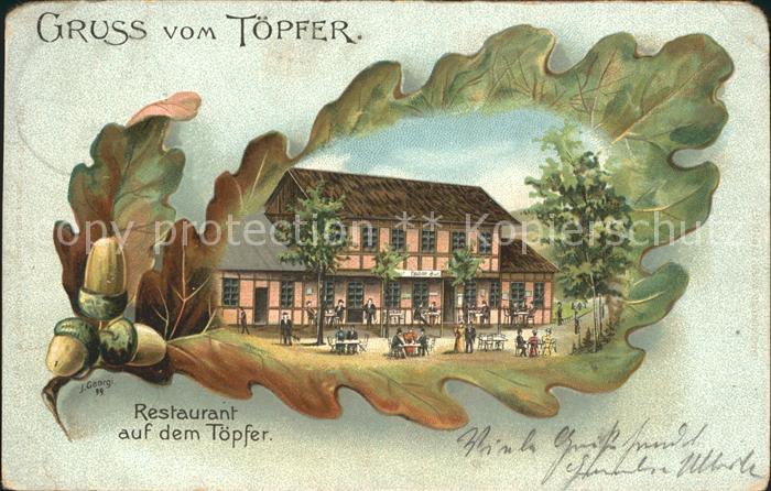 Eichenblatt-Litho Restaurant auf dem Töpfer Litho Künstle