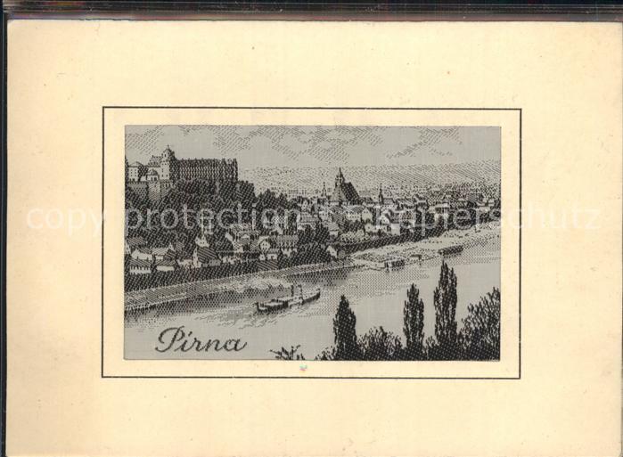 Seidenkarte echt gewebt Pirna Elbe  Küttner-Kasema Küttner-Zell