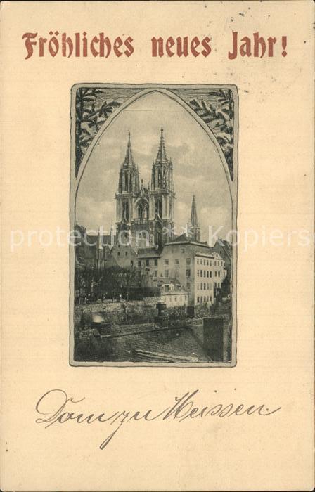 Meissen Elbe Sachsen Dom Neujahrskarte