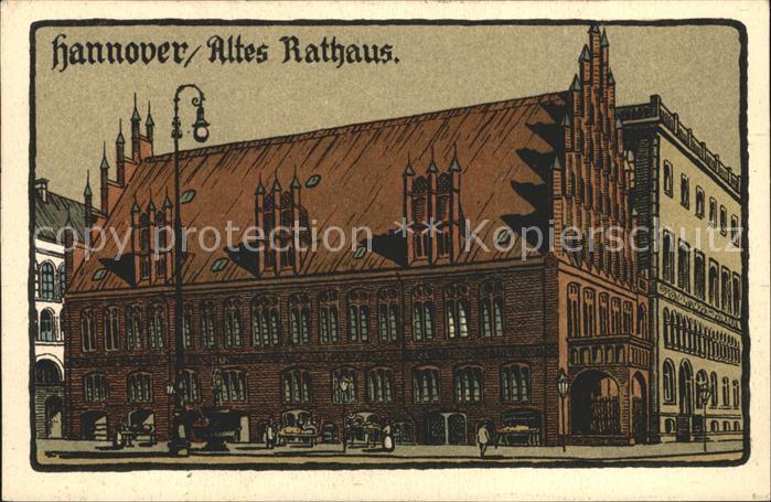 HANNOVER  CITY Altes Rathaus Steinzeichnung Kuenstlerkarte