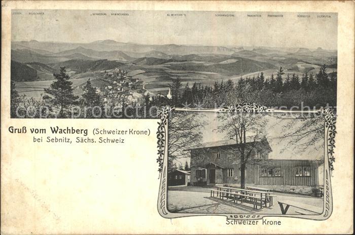 Sebnitz Panorama Blick vom Wachberg Schweizer Krone Gaststaette