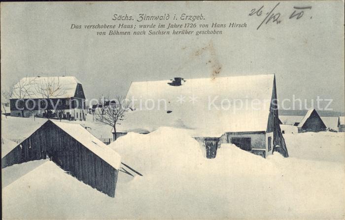 Zinnwald-Georgenfeld Das verschobene Haus Winterlandschaft