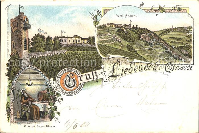 Cossebaude Burg Etablissement Liebeneck Bischof Benno Klause Reichspost Litho