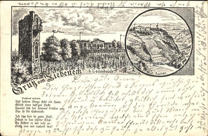 Cossebaude Burg Etablissement Liebeneck Reichspost Litho