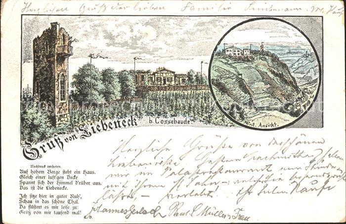 Cossebaude Burg Etablissement Liebeneck Reichspost Litho