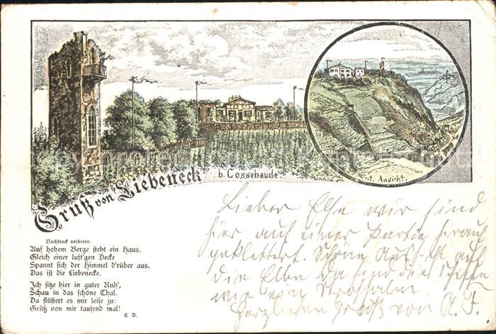 Cossebaude Burg Etablissement Liebeneck Reichspost Litho