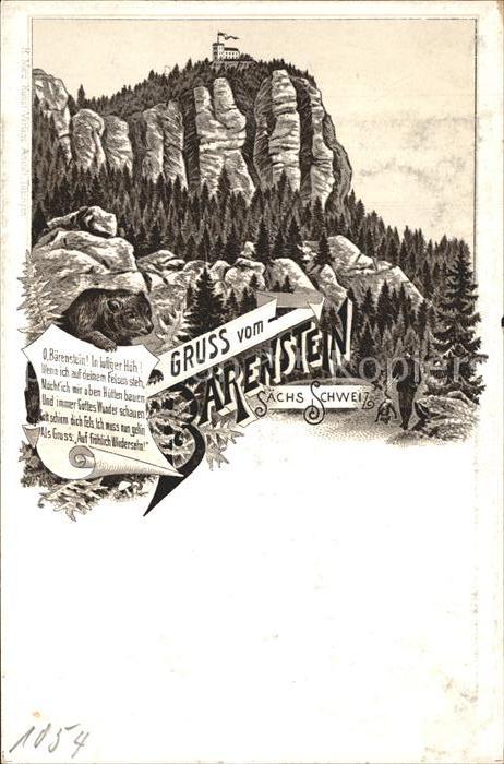Baerenstein Annaberg-Buchholz Felsen Gedicht Reichspost Litho