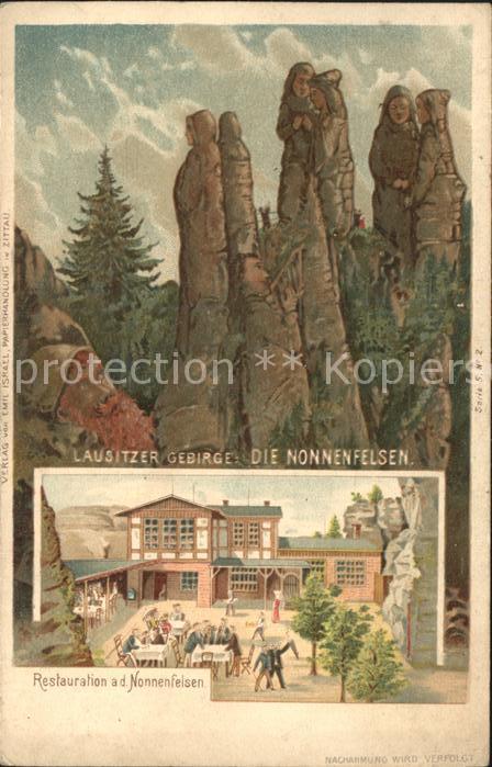 Jonsdorf Bergrestaurant Nonnenfelsen Lausitzer Gebirge Litho