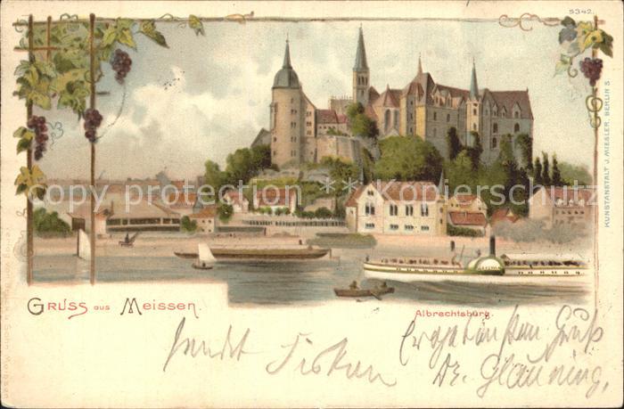 Meissen Elbe Sachsen Burgberg Albrechtsburg Kuenstlerkarte