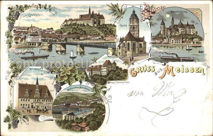 Meissen Elbe Sachsen Elbbruecke Burgberg Albrechtsburg Kirche Rathaus Porzellan