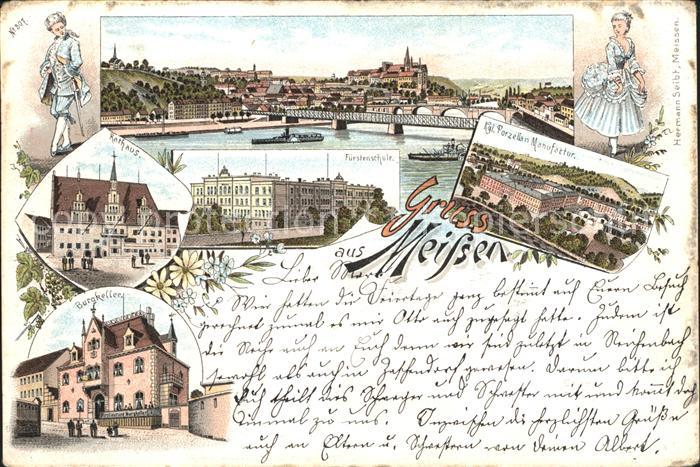 Meissen Elbe Sachsen Panorama Burgberg Albrechtsburg Rathaus Fuerstenschule Porz
