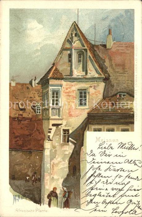 Meissen Elbe Sachsen Afranische Pfarre Kuenstlerkarte