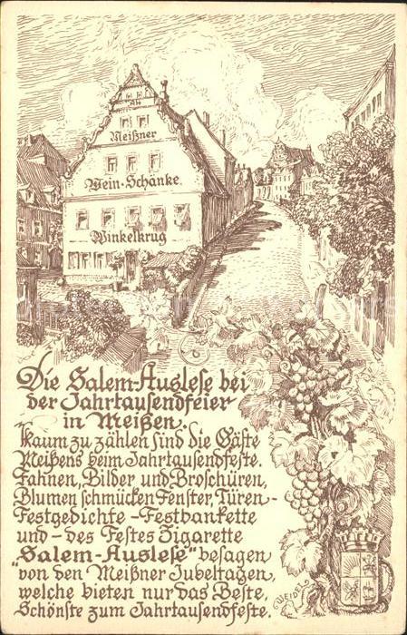 Meissen Elbe Sachsen Weinschaenke Winkelkrug Salemauslese Festzigarette zur Jahr