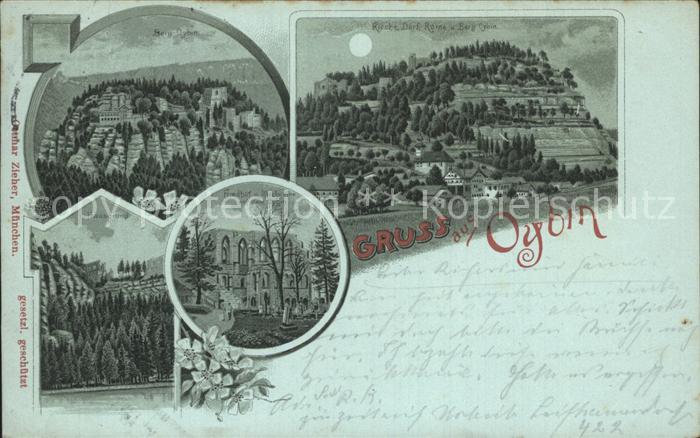 Oybin Sachsen Berg Oybin Friedhof Klosterruine Hausgrund im Mondschein