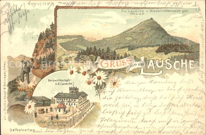 Waltersdorf Zittau Bergwirtschaft auf der Lausche Litho Reichspost