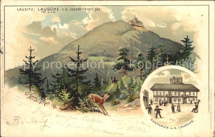 Waltersdorf Zittau Berg Lausche Rehe Berggasthaus Kuenstlerkarte