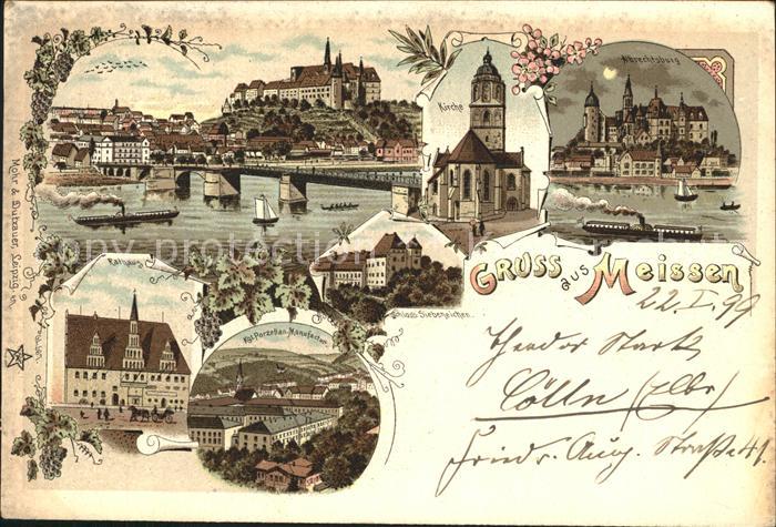 Meissen Elbe Sachsen Elbbruecke Albrechtsburg Kirche Rathaus Schloss Siebeneiche