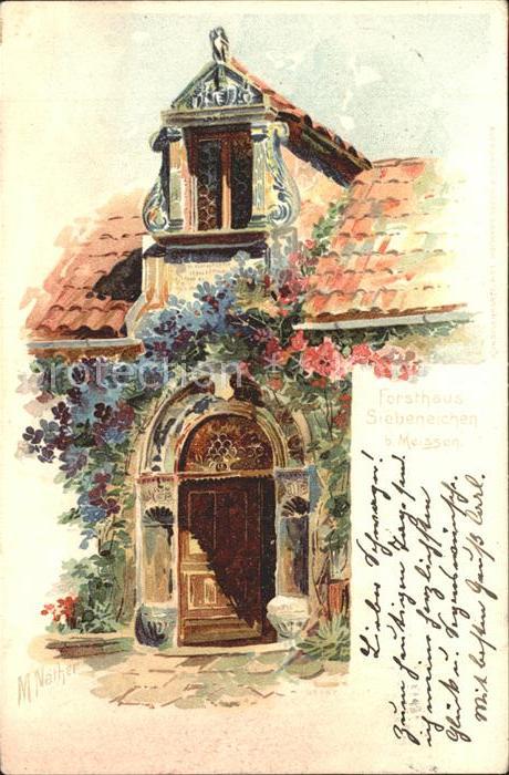 Meissen Elbe Sachsen Forsthaus Siebeneichen Kuenstlerkarte