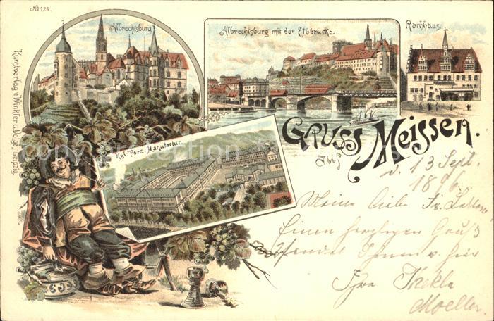 Meissen Elbe Sachsen Albrechtsburg Elbbruecke Kgl Porzellan Manufaktur Rathaus L