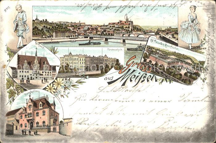 Meissen Elbe Sachsen Elbbruecke Albrechtsburg Kgl Porzellan Manufaktur Fuerstens