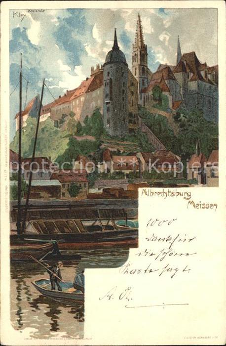 Meissen Elbe Sachsen Burgberg Albrechtsburg Kuenstlerkarte Reichspost