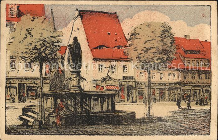 Meissen Elbe Sachsen Brunnen Statue Steinzeichnung Kunstmaler Artur Barth Kuenst