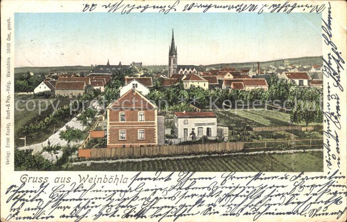 Weinboehla Ortsansicht mit Kirche