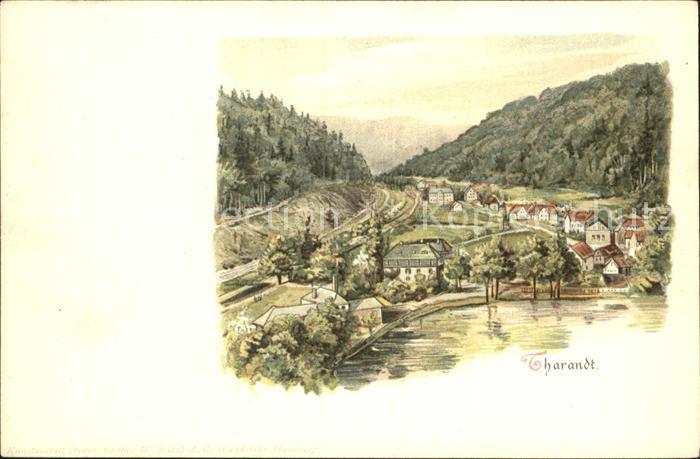 Tharandt Blick ins Tal Kuenstlerkarte