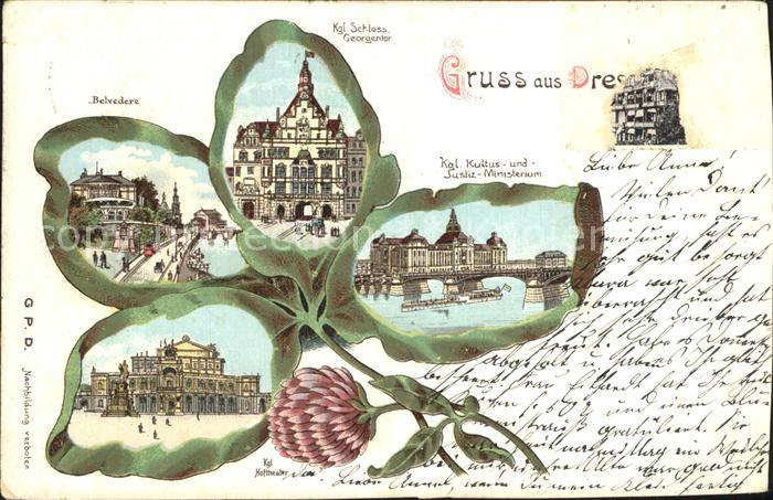 DRESDEN Elbe Belvedere Kgl Schloss Georgentor Kgl Ministerium Hoftheater Kleebla