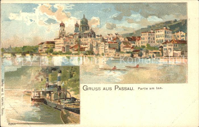 PAssAU Bayern Partie am Inn Dreifluessestadt Kuenstlerkarte