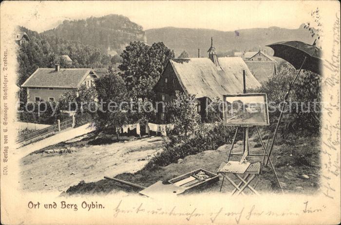Oybin Sachsen Ort und Berg Oybin Gemaelde Kunstmalerei