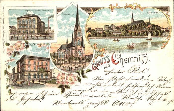 CHEMNITZ Sachsen Petrikirche Schlossteich Reichsbank Handelslehranstalt
