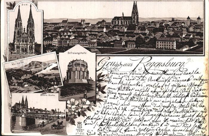 REGENSBURG Bayern Befreiungshalle Dom Walhalla Eisere Bruecke Stadtansicht