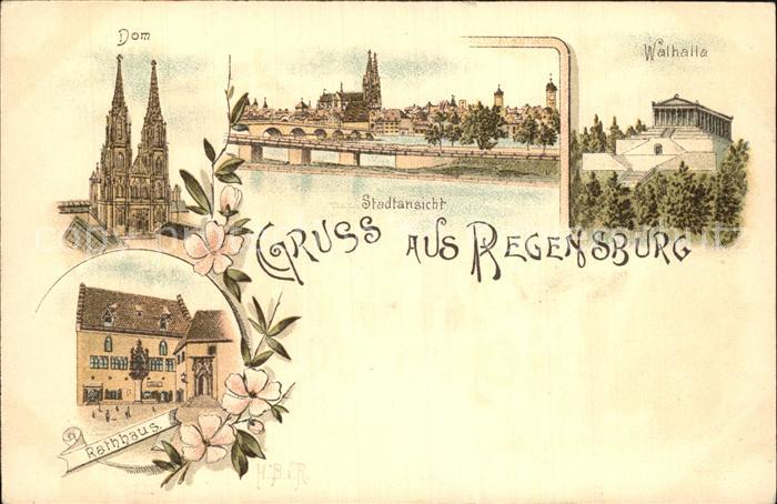 REGENSBURG Bayern Dom Walhalla Stadtansicht Rathaus