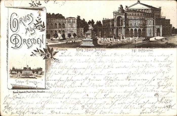 DRESDEN Elbe Museum Koenig Johann Denkmal Hoftheater Schloss Pillnitz