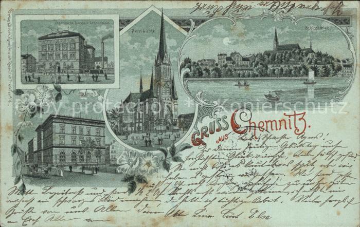 CHEMNITZ Sachsen Handelslehranstalt Petrikirche Reichsbank