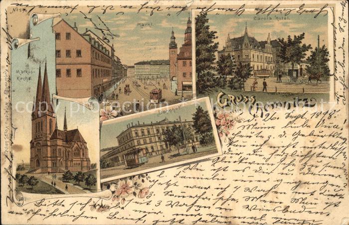 CHEMNITZ Sachsen Bahnhof Markuskirche Carolahotel Markt