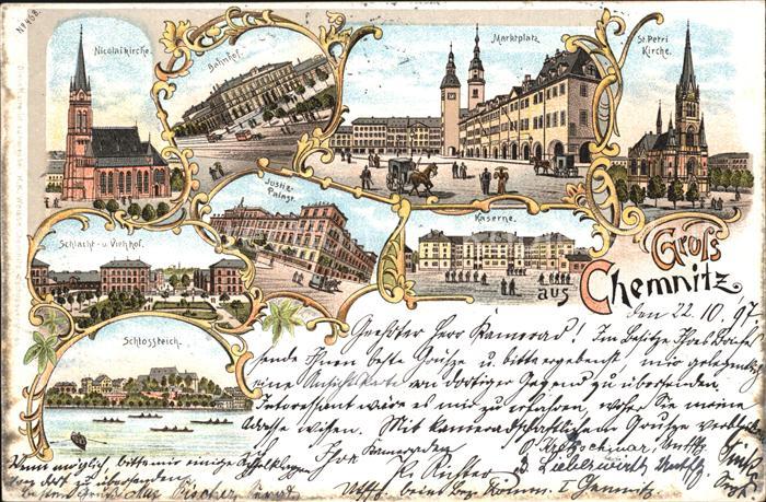 CHEMNITZ Sachsen Bahnhof Nicolaikirche Marktplatz Petrikirche Schlossteich Schla