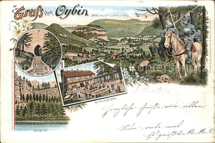 Oybin Sachsen Blick von der Ludwigshoehe Hausgrund Gesellschaftsplatz