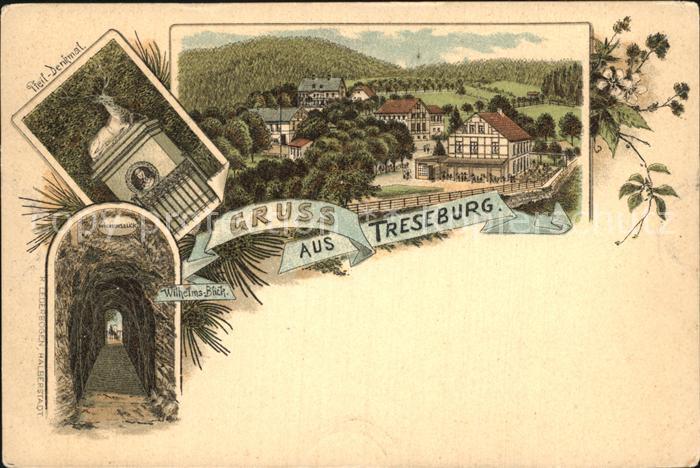 Treseburg Harz Pfeildenkmal Wilhelmsblick Ortsansicht