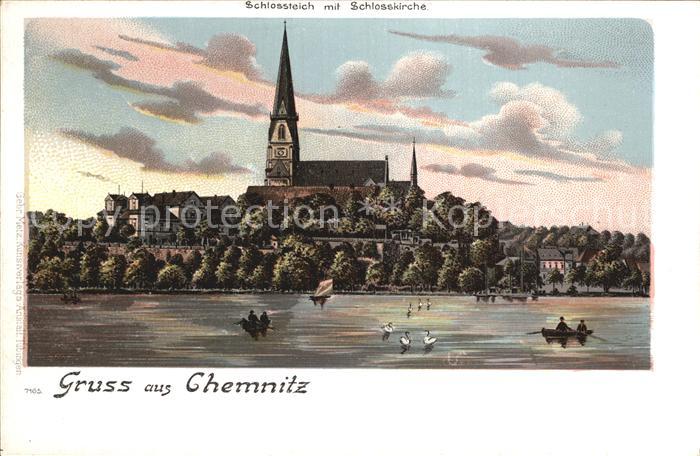 CHEMNITZ Sachsen Schlossteich mit Schlosskirch
